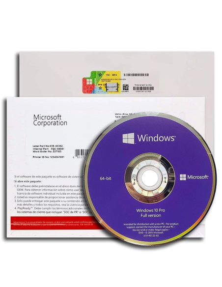 Windows Microsoft 10 Pro 32 64 bit Oem Pack Dvd Ita Key A Vita