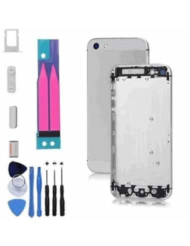 White Rear Frame Housing Cover for iPhone 5S and Double Sided Adhesive Kit