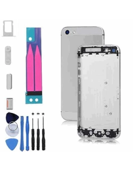 White Rear Frame Housing Cover for iPhone 5S and Double Sided Adhesive Kit