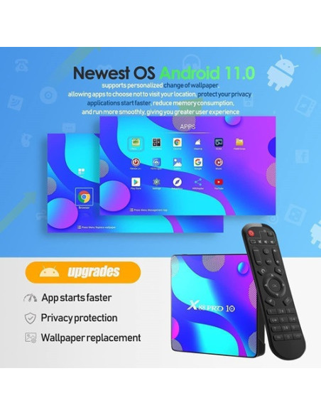 Tv Box X88 Pro10 4 Core Android 11 4K Wi Fi 2.4 5G Ram 4Gb Rom 128Gb
