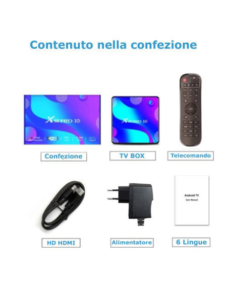 Tv Box X88 Pro10 4 Core Android 11 4K Wi Fi 2.4 5G Ram 4Gb Rom 128Gb