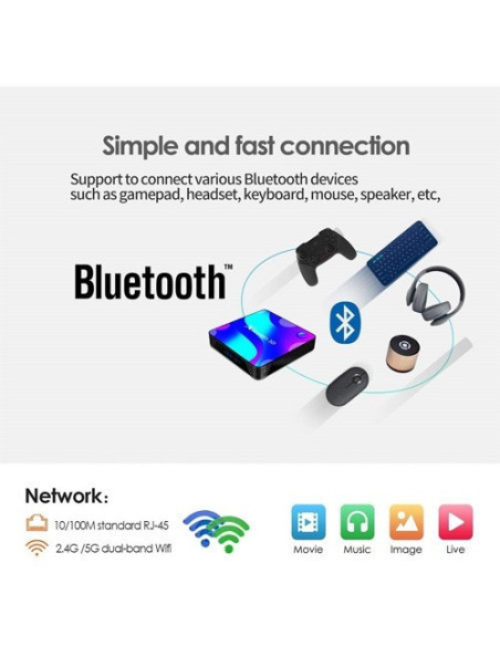 Tv Box X88 Pro10 4 Core Android 11 4K Wi Fi 2.4 5G Ram 4Gb Rom 128Gb