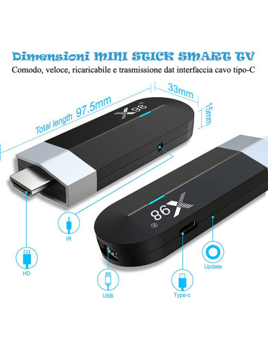 Tv Pen X98 S500 4 Core 4K Android 11 Ram 2Gb Rom 16Gb Wi Fi 2.4 5G