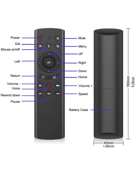 Telecomando G20S Vocale Air Mouse 2.4G Wireless Giroscopio Universale