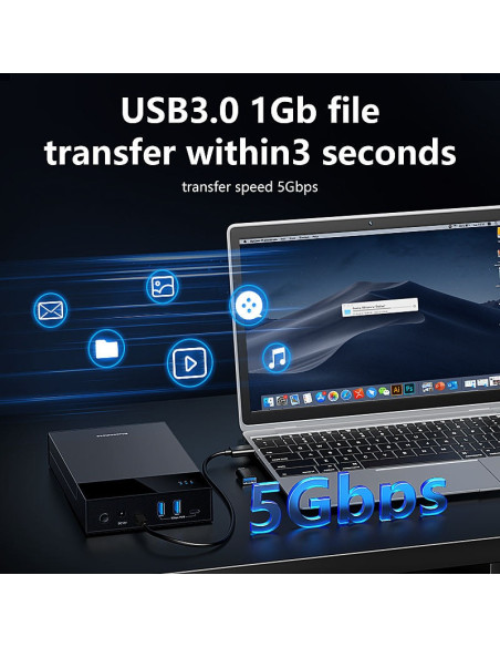 CASE HHD Hub Esterno 3.5-2.5 Pollici SATA USB 3.0 per PC Laptop HDD Box Supporta fino 24TB