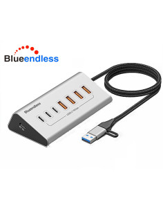 Hub USB 3.2 10 Gbps USB Type-C 7 porte ricarica e trasferimento dati su PC e laptop