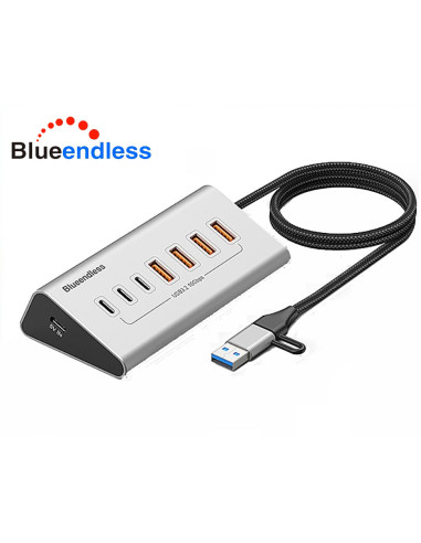 Hub USB 3.2 10 Gbps USB Type-C 7 porte ricarica e trasferimento dati su PC e laptop