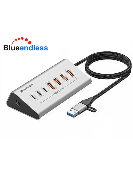 Hub USB 3.2 10 Gbps USB Type-C 7 porte ricarica e trasferimento dati su PC e laptop