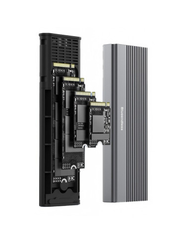 Box Case Per Hard Disk Doppio Protocollo M.2 NVMe/SATA con cavo da Tipo-C/USB-A 2818S