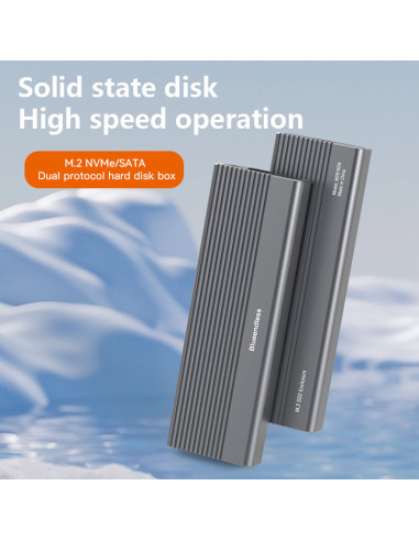 Box Case Per Hard Disk Doppio Protocollo M.2 NVMe/SATA con cavo da Tipo-C/USB-A 2818S