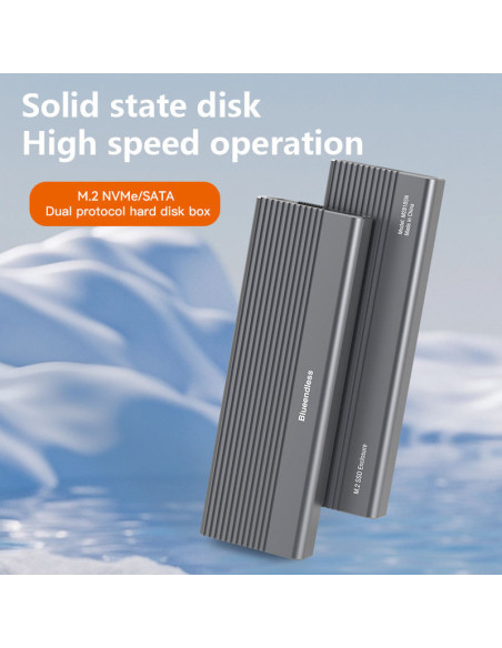 Box Case Per Hard Disk Doppio Protocollo M.2 NVMe/SATA con cavo da Tipo-C/USB-A 2818S
