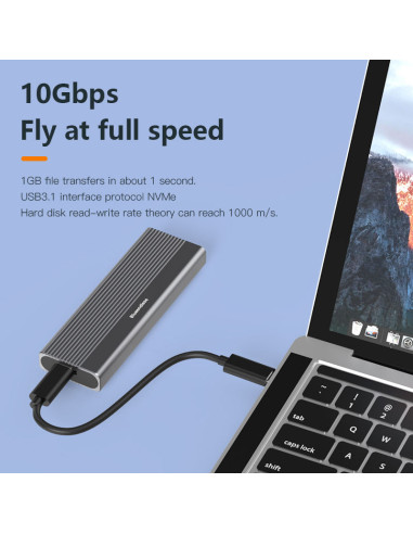 Box Case Per Hard Disk Doppio Protocollo M.2 NVMe/SATA con cavo da Tipo-C/USB-A 2818S