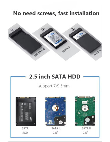 CASE Hard Disk Cavo Usb-A Esterno 3.5-2.5 Pollici SATA USB 3.0 Per PC Laptop HDD Box