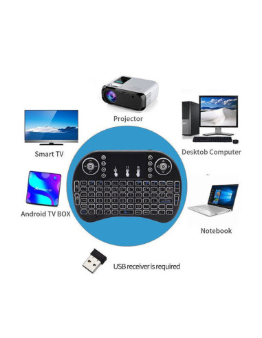 Mini Tastiera Compatibile Wireless 2.4 Pad Air Per TV Pc Box Android con Pila