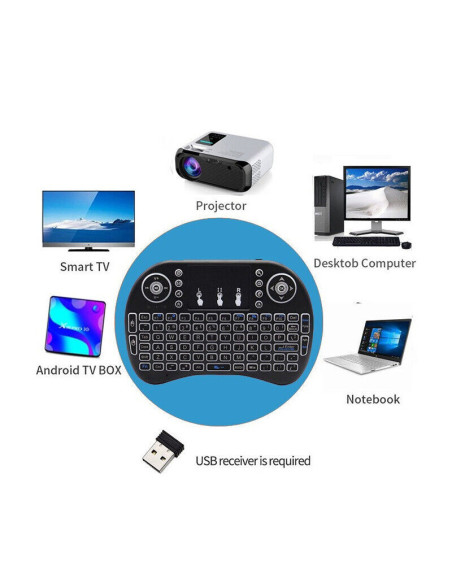 Mini Tastiera Compatibile Wireless 2.4 Pad Air Per TV Pc Box Android con Pila