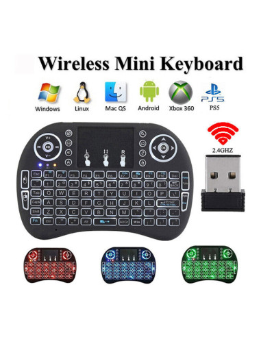 Mini Tastiera Compatibile Wireless 2.4 Pad Air Per TV Pc Box Android con Pila