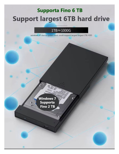 copy of CASE HHD Esterno 3.5-2.5 Pollici SATA USB 3.0 Per PC Laptop HDD Box