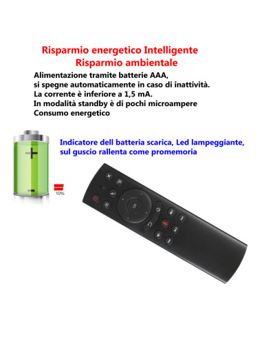 Telecomando G20S Vocale Air Mouse 2.4G Wireless Giroscopio Universale