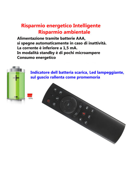 Telecomando G20S Vocale Air Mouse 2.4G Wireless Giroscopio Universale
