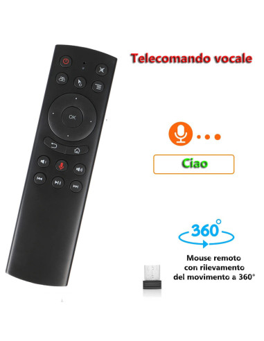 Telecomando G20S Vocale Air Mouse 2.4G Wireless Giroscopio Universale