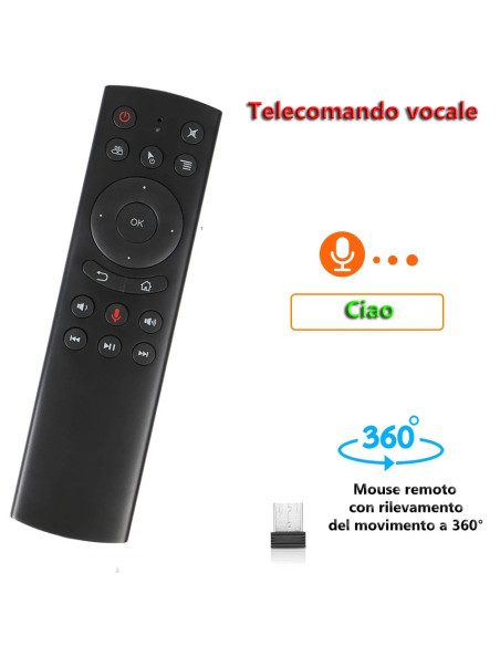 Telecomando G20S Vocale Air Mouse 2.4G Wireless Giroscopio Universale
