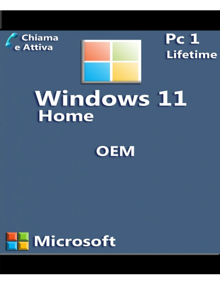 Microsoft Windows 11 Home Oem 1 Pc 1 Key Chiama e Attiva