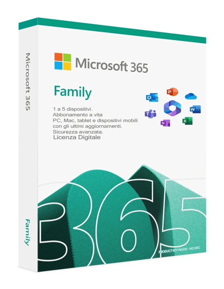 Microsoft Office 365 Family 1 Account Digitale 5 PC A Vita