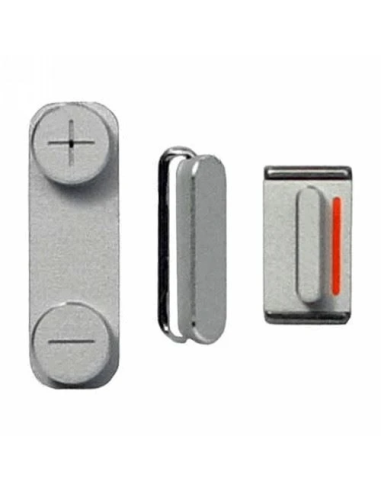 Set 3 Tasti Silver iPhone 5 Oem Volume Silezioso e Accensione